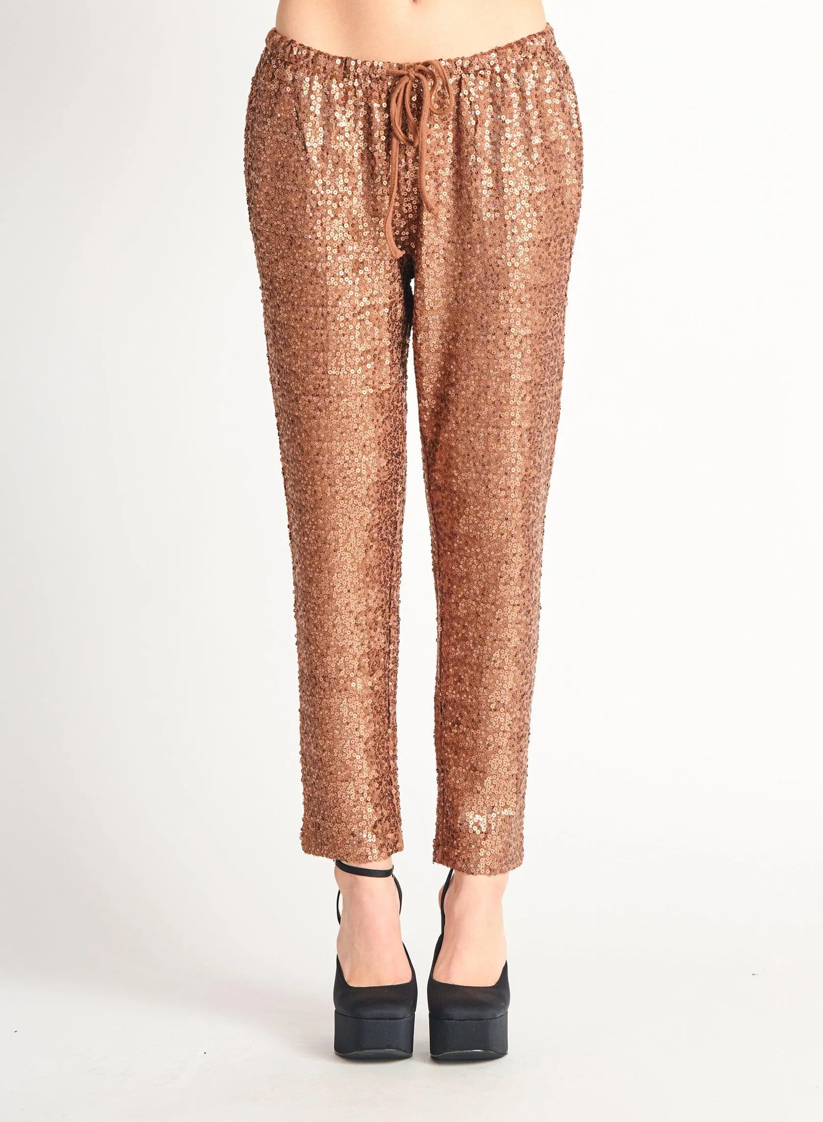 Sequin Joggers Rose Gold