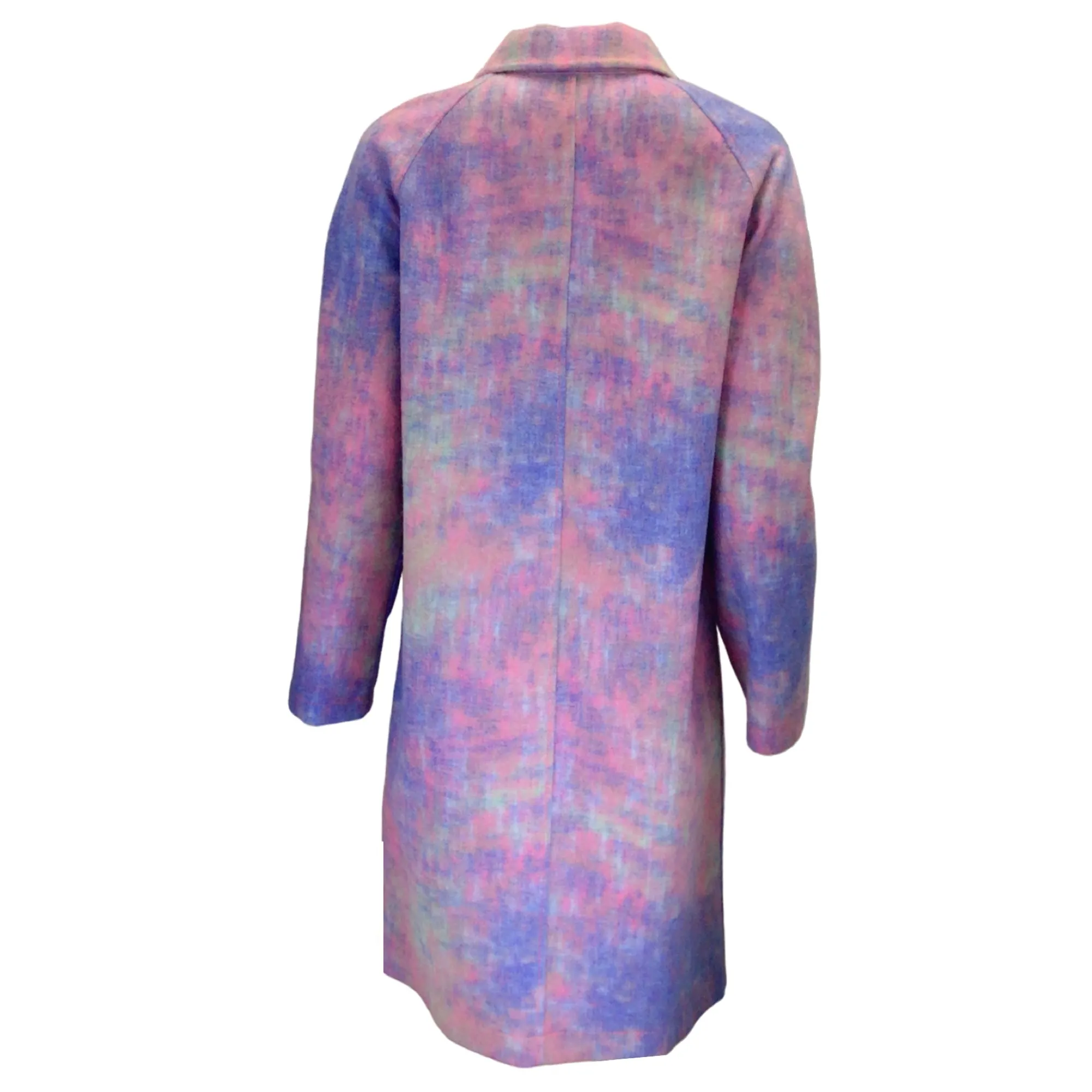 Sies Marjan Blue Multi Silk Lined Wool Coat