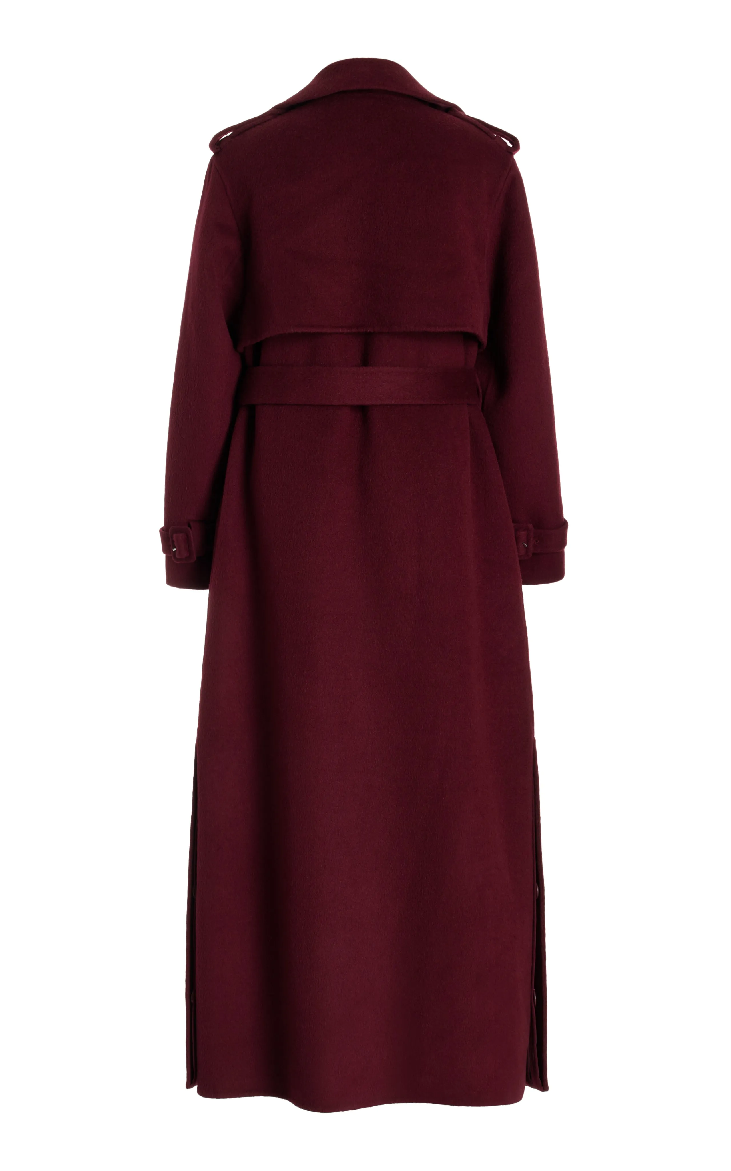 SIMKHAI - Rumi Belted Long Coat in Oxblood