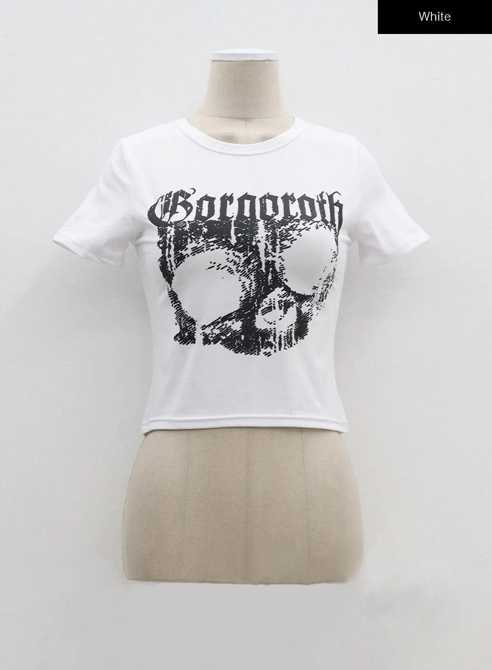 Skull Graphic Cropped Tee BA311