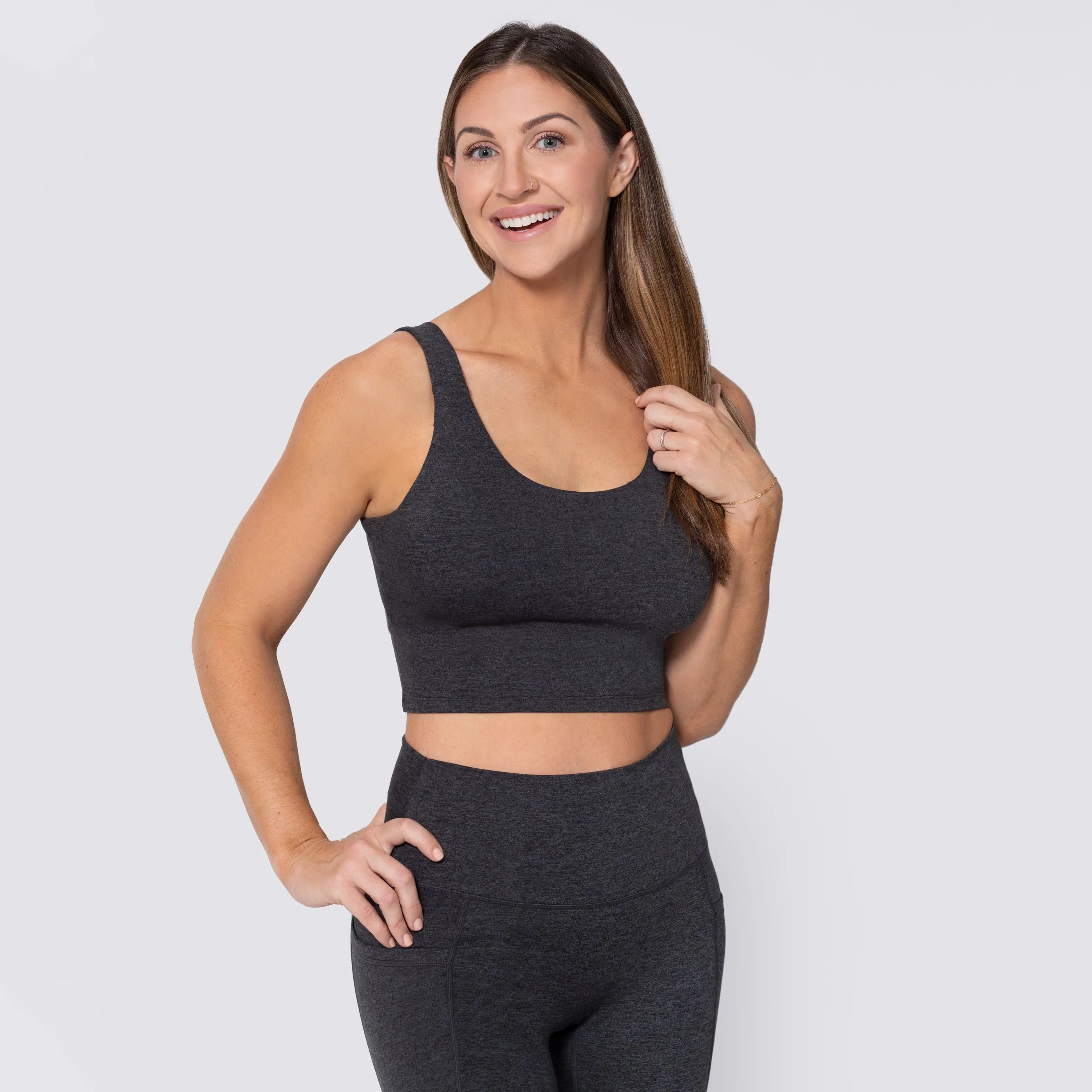 SoftLuxe Crop Top - Charcoal/Black (Final Sale)