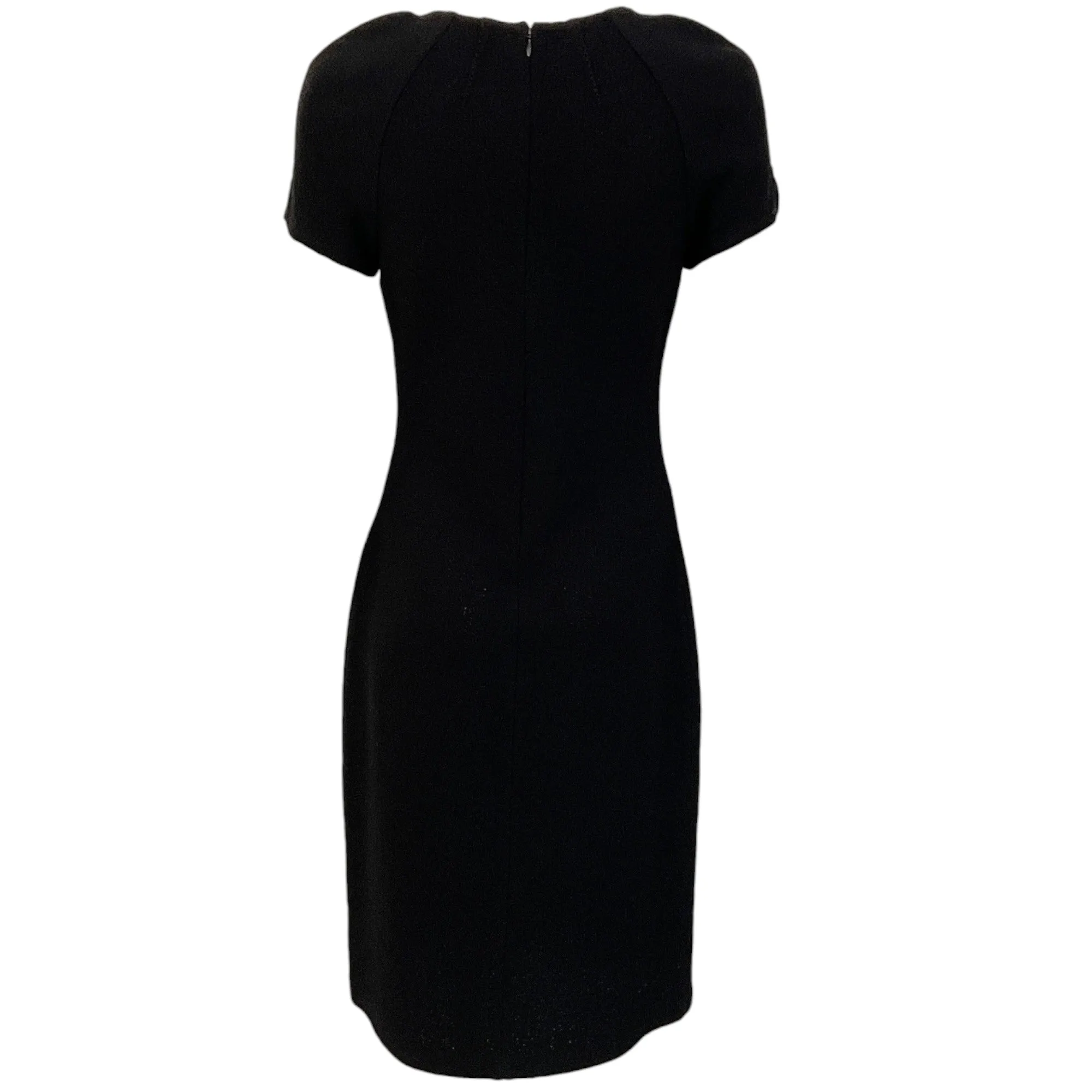 St. John Black Knit Crepe Cap Sleeve Dress