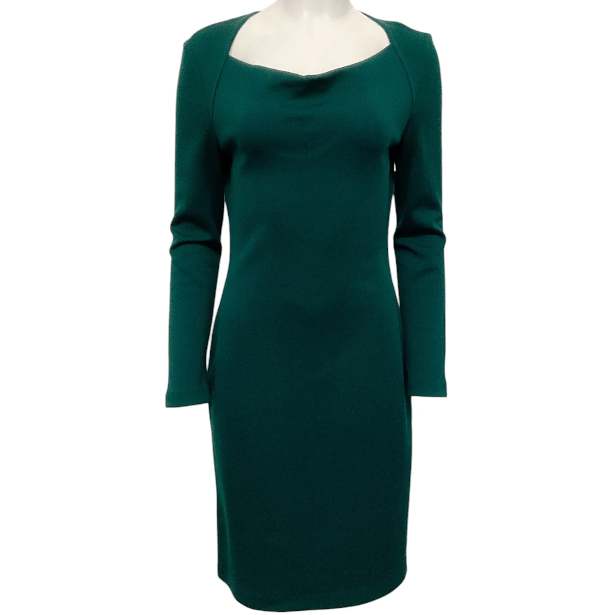 St. John Hunter Green Knit Drape Neck Dress