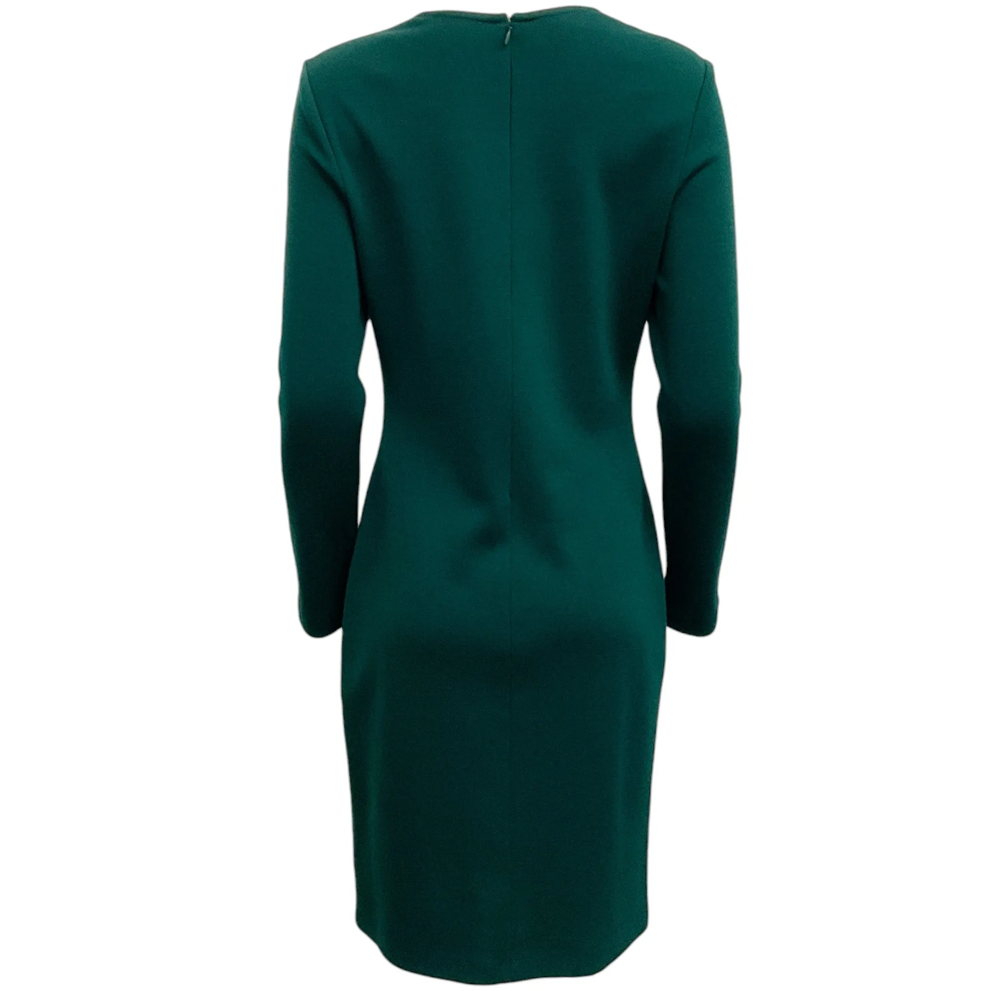 St. John Hunter Green Knit Drape Neck Dress