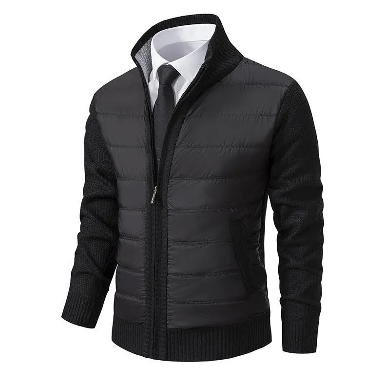 Stand Collar Fleece-lined Thickened Men's Coat