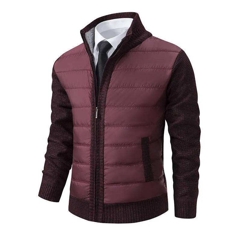 Stand Collar Fleece-lined Thickened Men's Coat