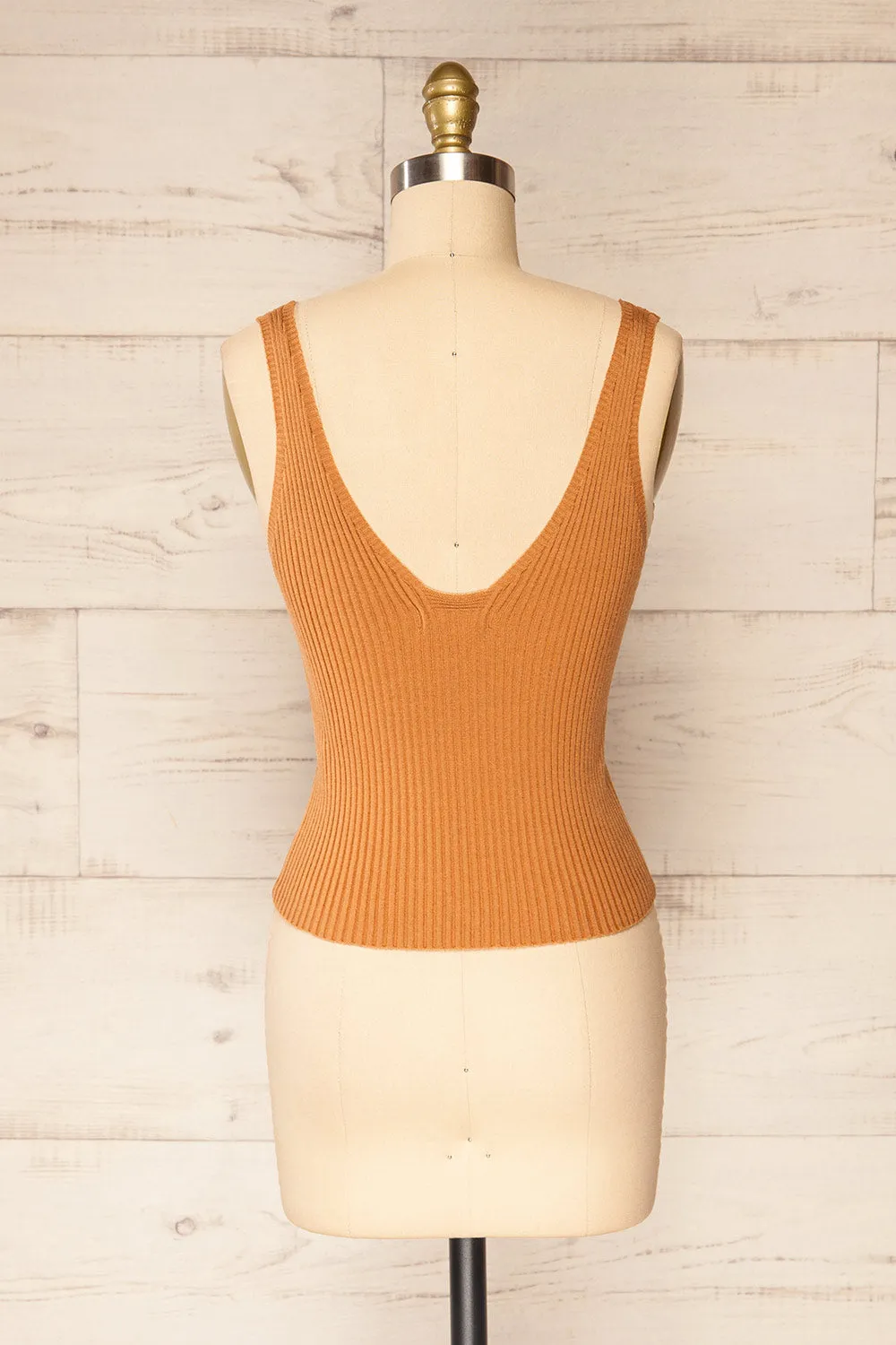 Stende Taupe | V-Neck Ribbed Cami