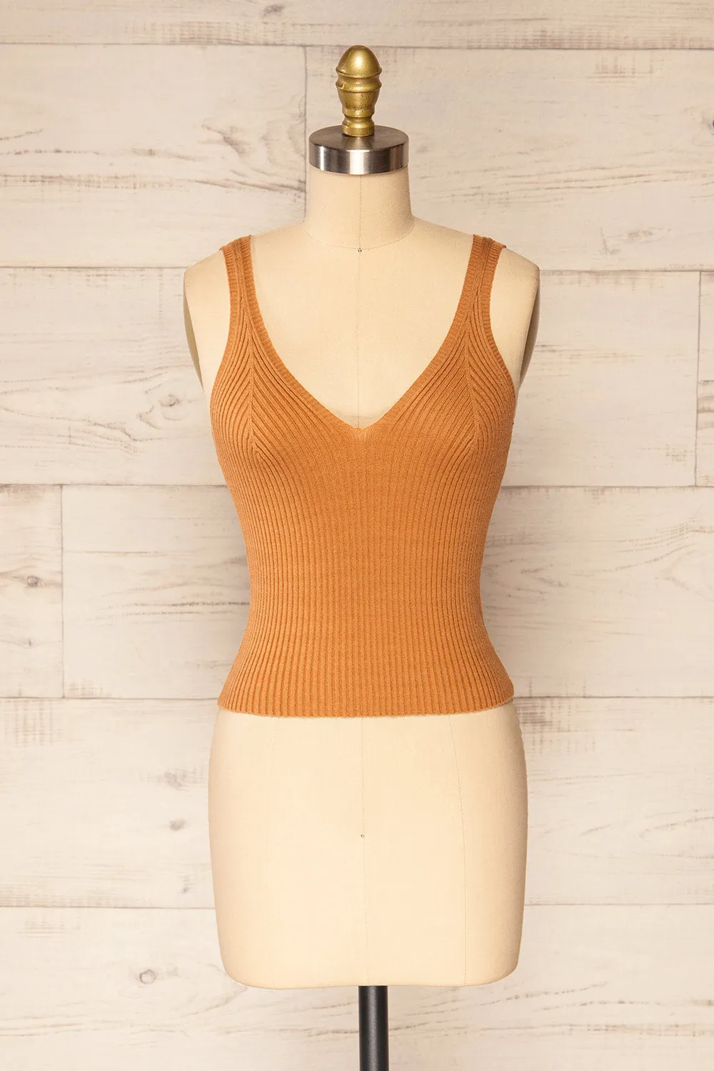 Stende Taupe | V-Neck Ribbed Cami