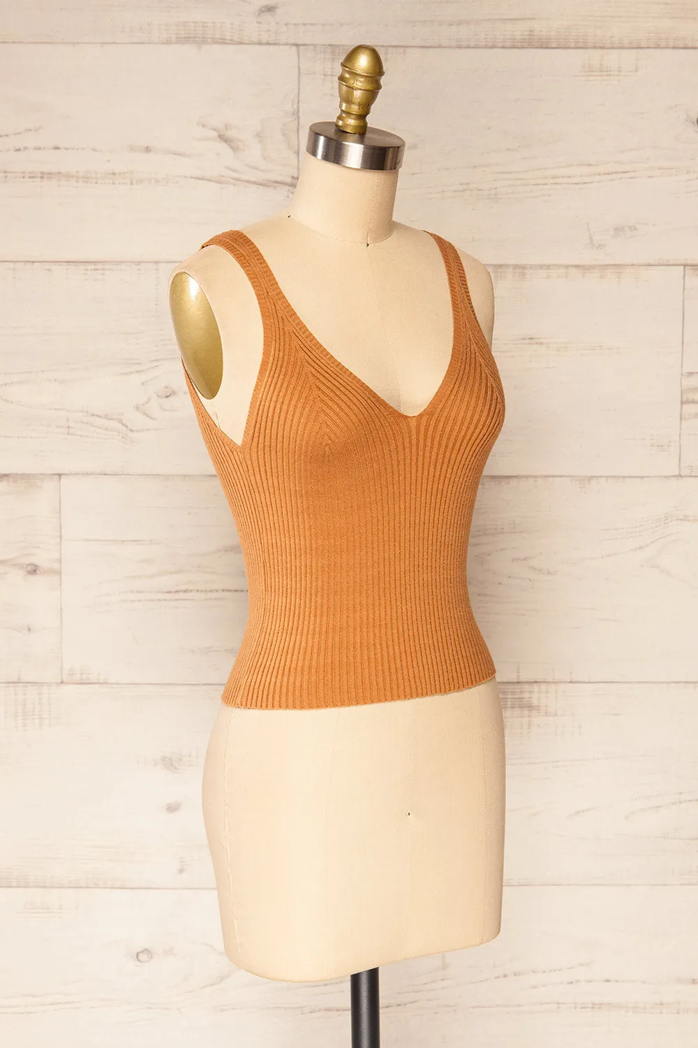 Stende Taupe | V-Neck Ribbed Cami