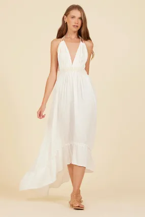 Surf Gypsy Gauze Embroidered Halter Maxi Dress