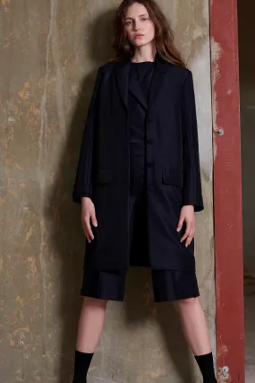 Tailored Day Coat in Midnight Navy Lurex Suiting