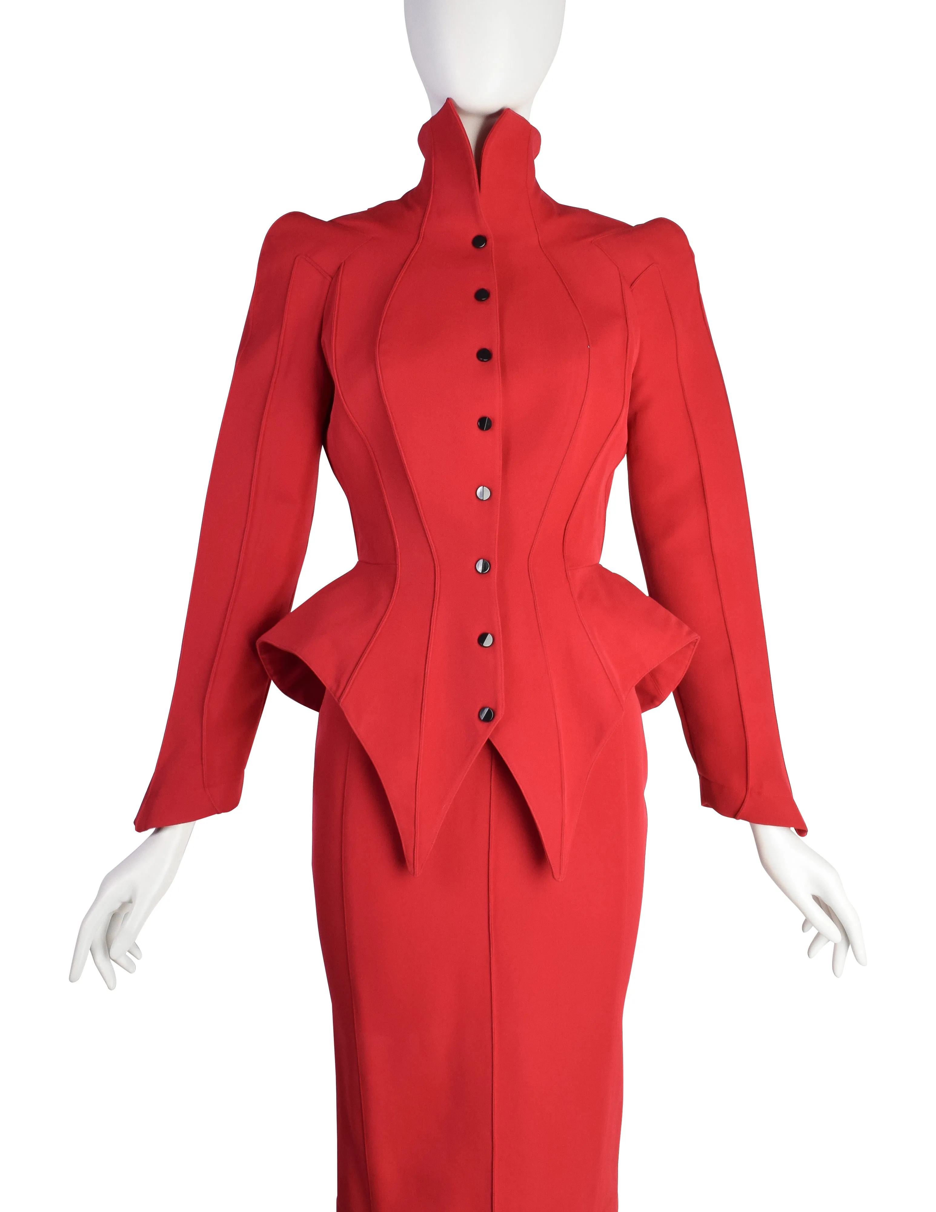 Thierry Mugler Vintage AW1988 Les Infernales Iconic Inferno Vamp Jacket Skirt Suit