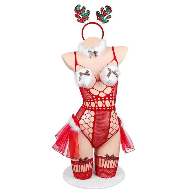 Tiny Reindeer Fishnet Lingerie