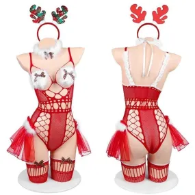 Tiny Reindeer Fishnet Lingerie