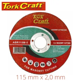 TORK CRAFT CUTTING DISC MASONRY 115 x 2.0 x 22.22MM ABR115M-5