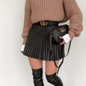 Trendy Pleated Knitted Mini Skirt