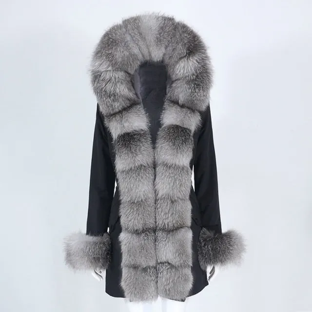 Trendy Winter Fox Fur Collar Coat