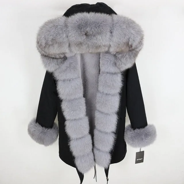 Trendy Winter Fox Fur Collar Coat