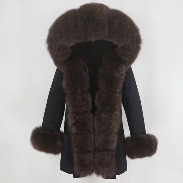 Trendy Winter Fox Fur Collar Coat