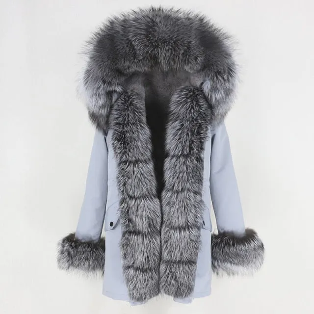 Trendy Winter Fox Fur Collar Coat