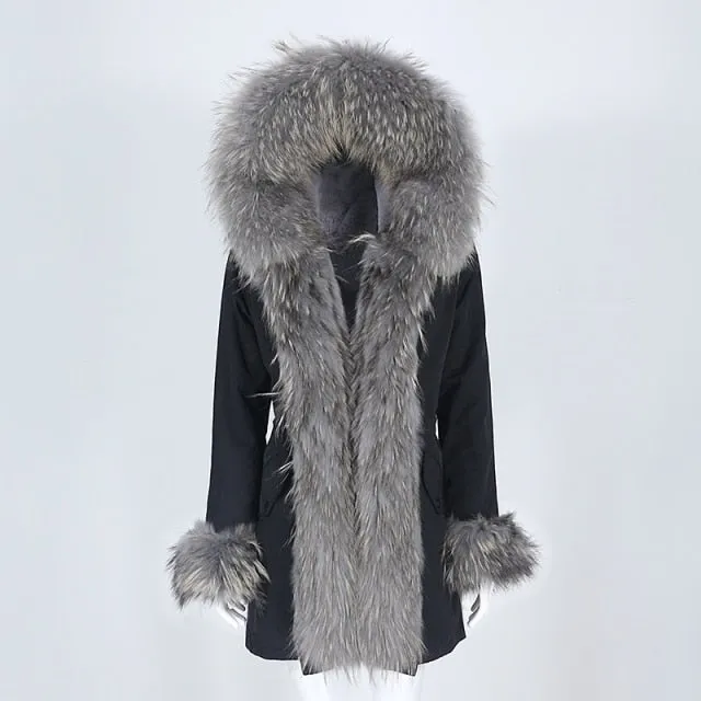 Trendy Winter Fox Fur Collar Coat