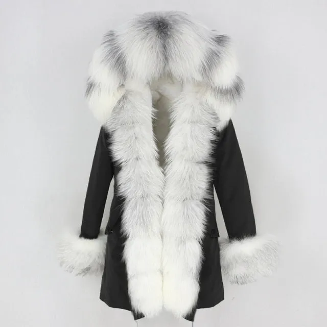 Trendy Winter Fox Fur Collar Coat