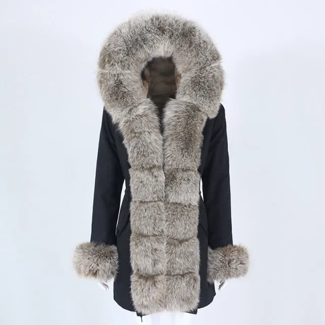 Trendy Winter Fox Fur Collar Coat