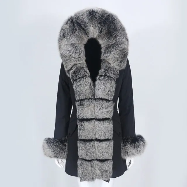 Trendy Winter Fox Fur Collar Coat