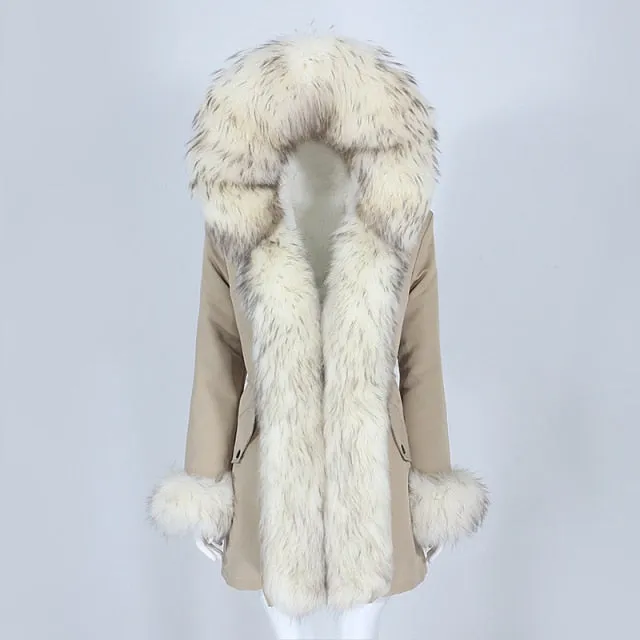 Trendy Winter Fox Fur Collar Coat