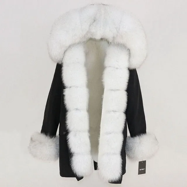 Trendy Winter Fox Fur Collar Coat