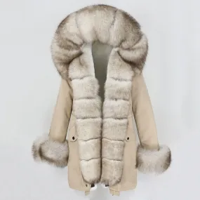 Trendy Winter Fox Fur Collar Coat