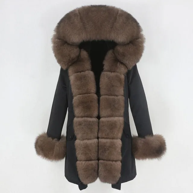 Trendy Winter Fox Fur Collar Coat