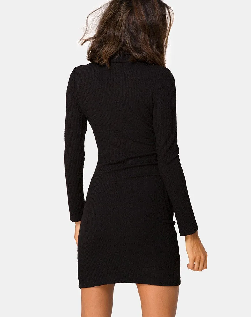 Valda Dress in Rib Black