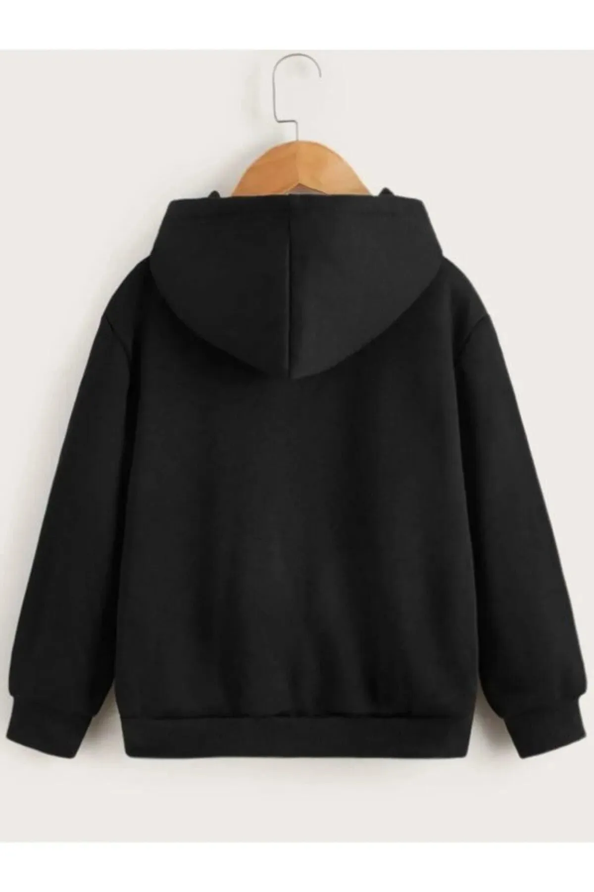 Vask Girls Black Hooded Plain Sweatshirt