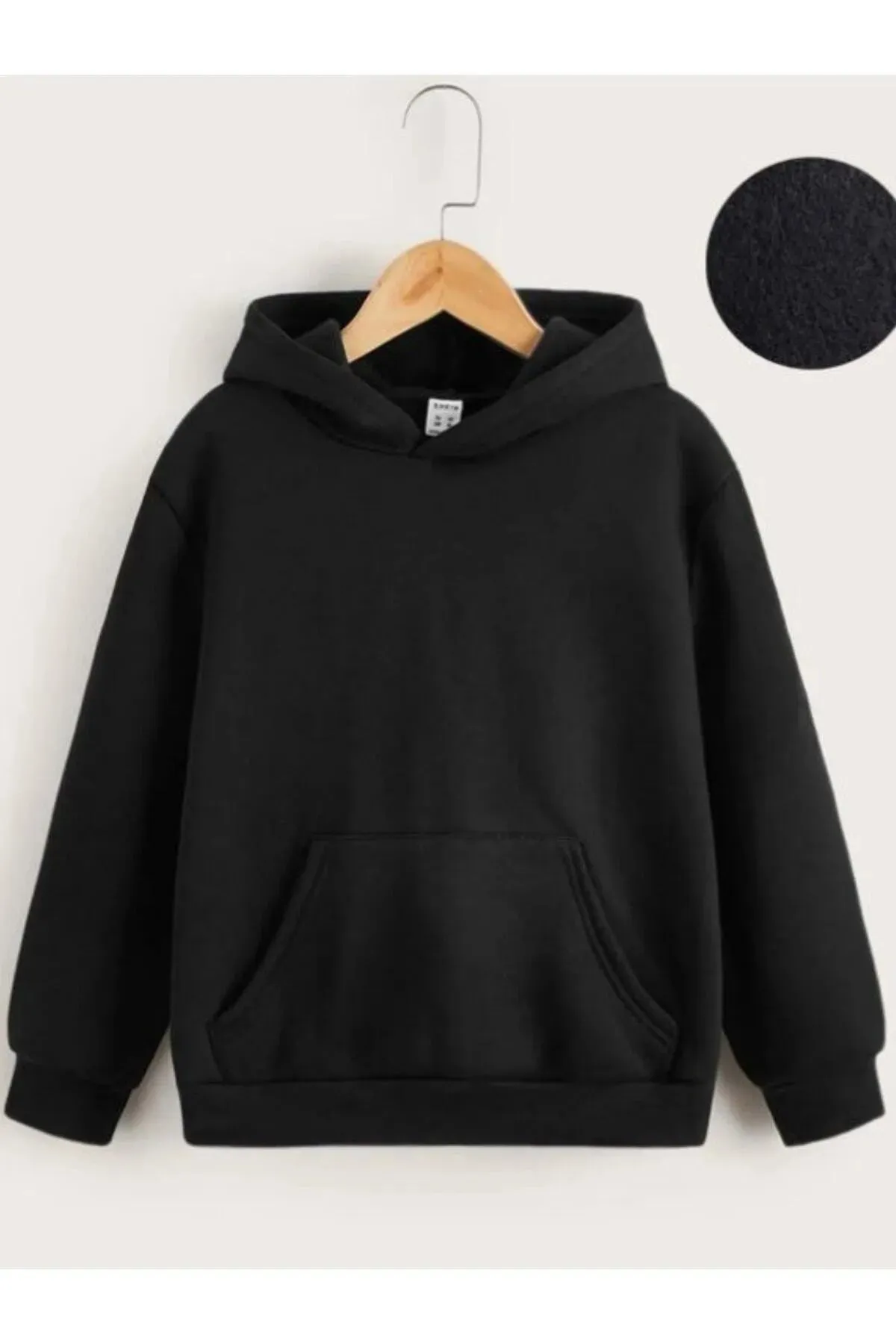 Vask Girls Black Hooded Plain Sweatshirt