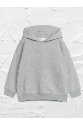 Vask Girls Grey Hooded Plain Sweatshirt