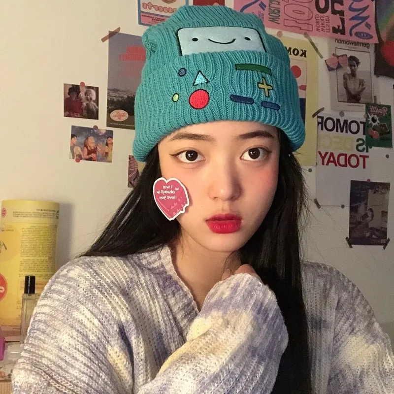 Video Game Beanie With Cute Happy Face