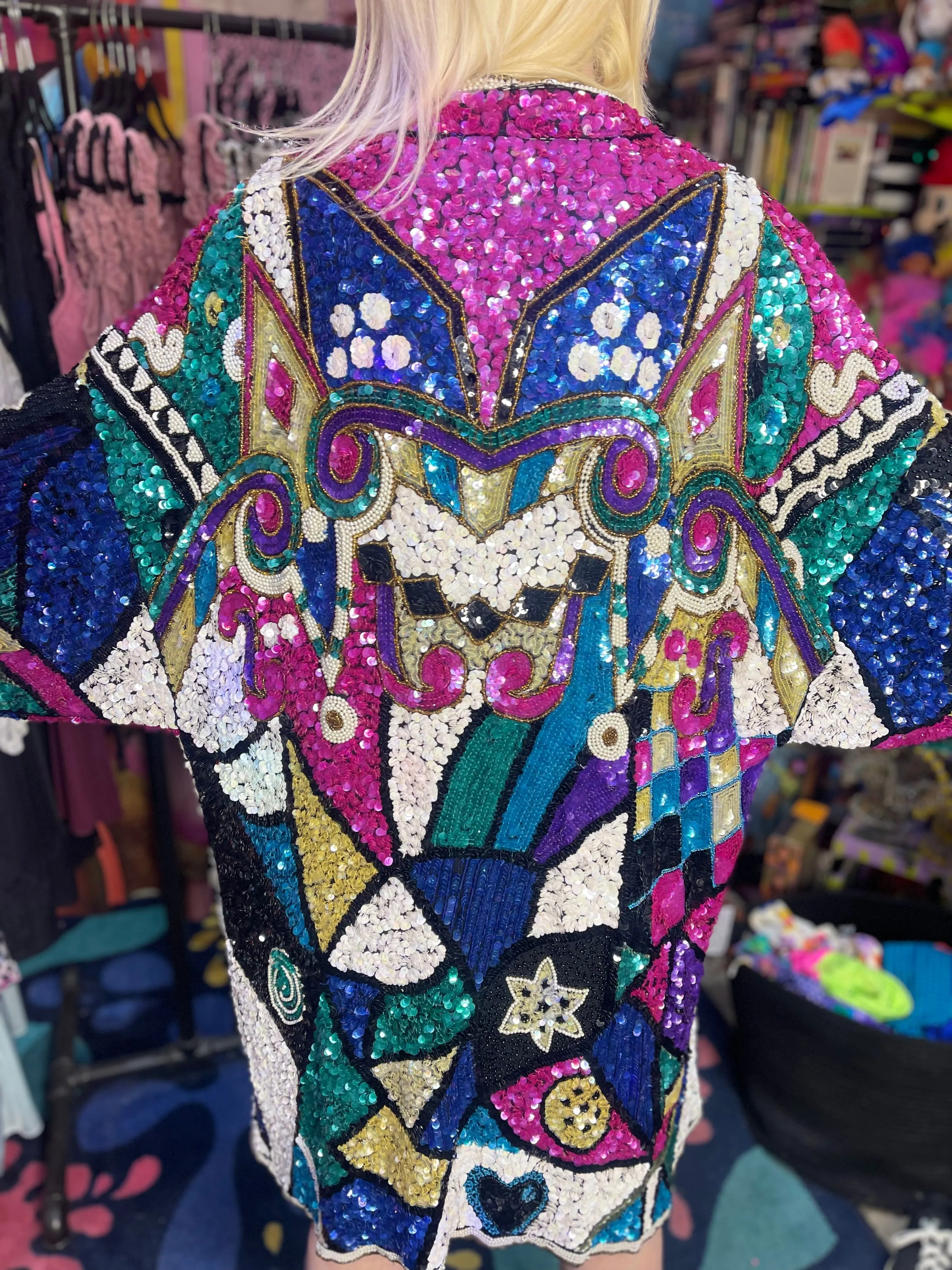 Vintage 80s Sequin Encrusted Kimono Jacket