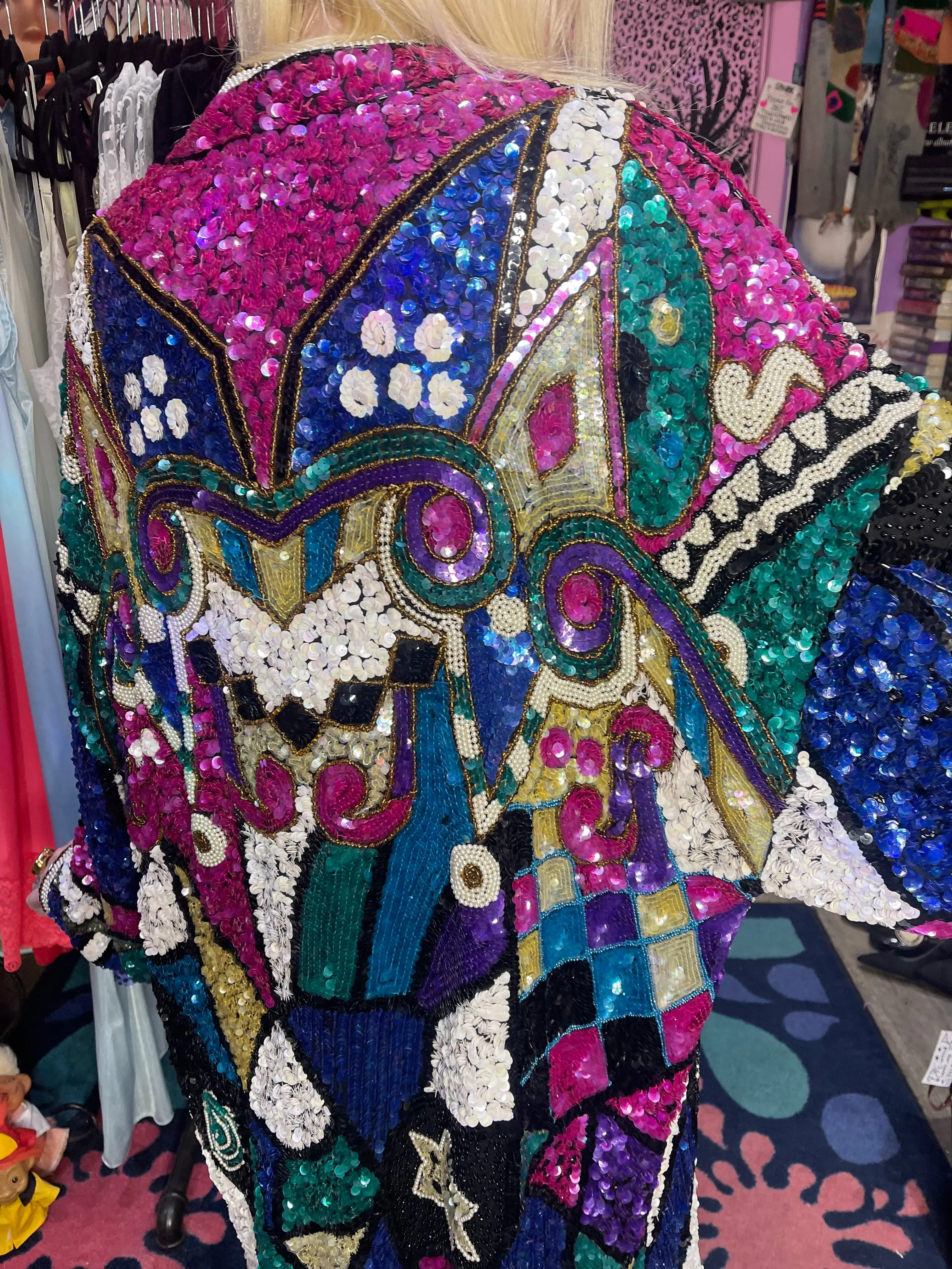 Vintage 80s Sequin Encrusted Kimono Jacket