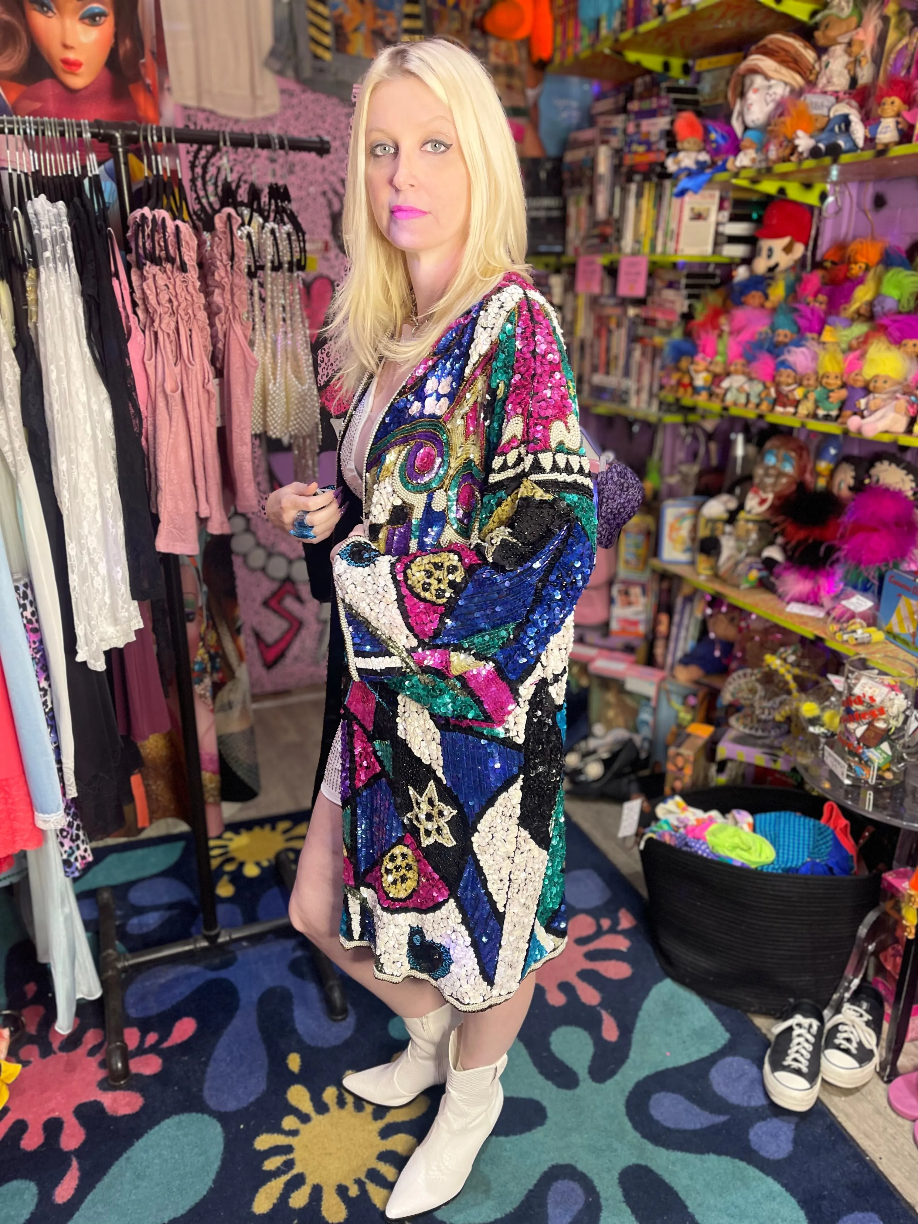 Vintage 80s Sequin Encrusted Kimono Jacket