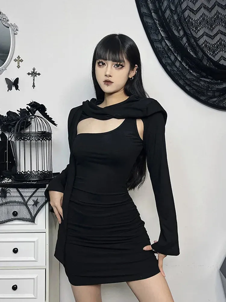 Wasteland Long Kitten Folds Out Hollow Sleeve Bodycon Outfit