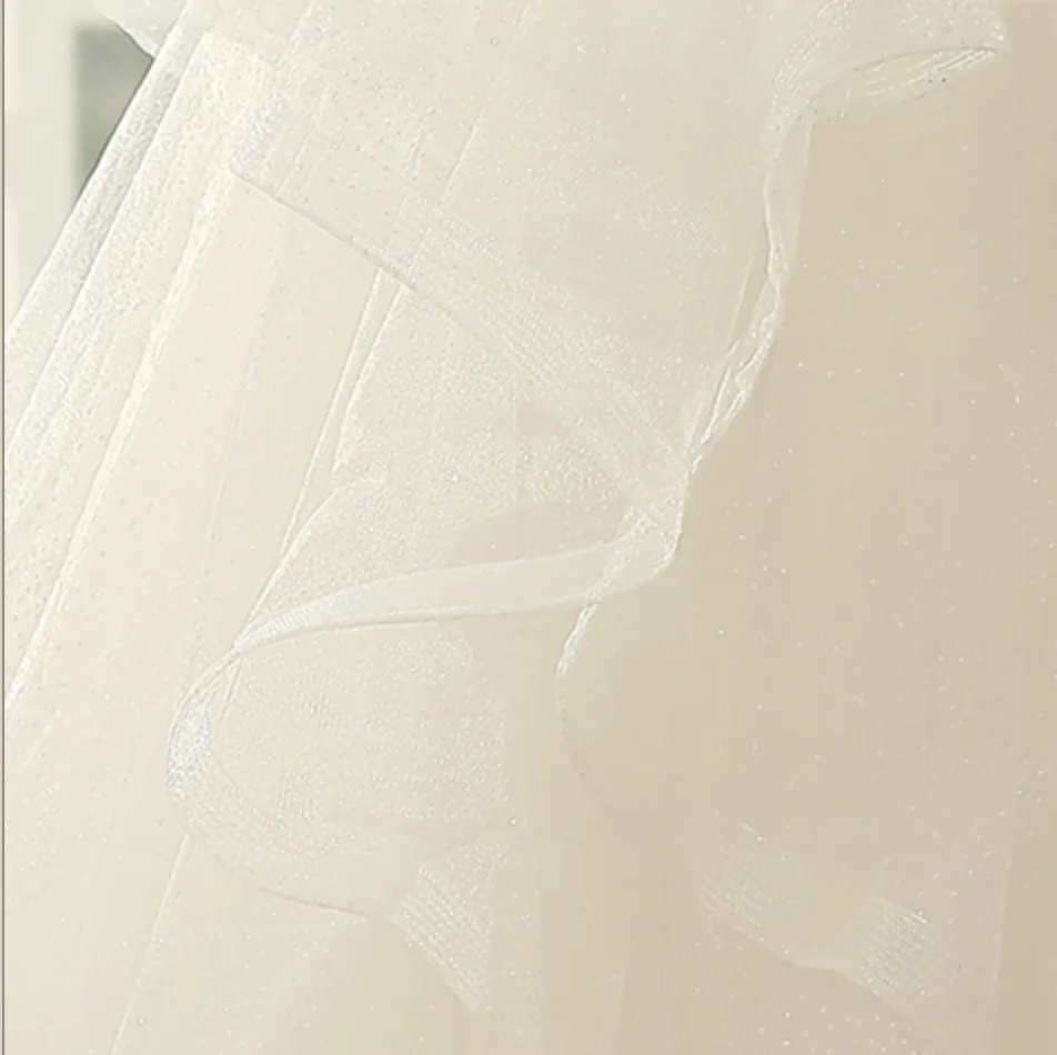 Wedding Dress In Ruffed Glitter Tulle With Princess Silhouette