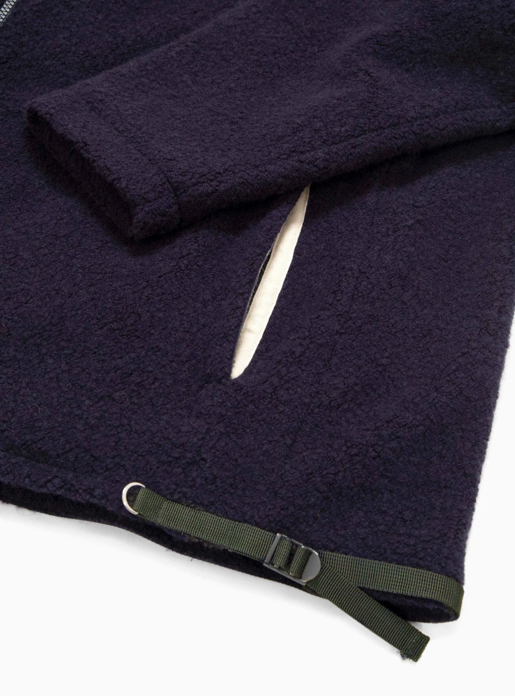 Wool Zip Up Fleece Navy